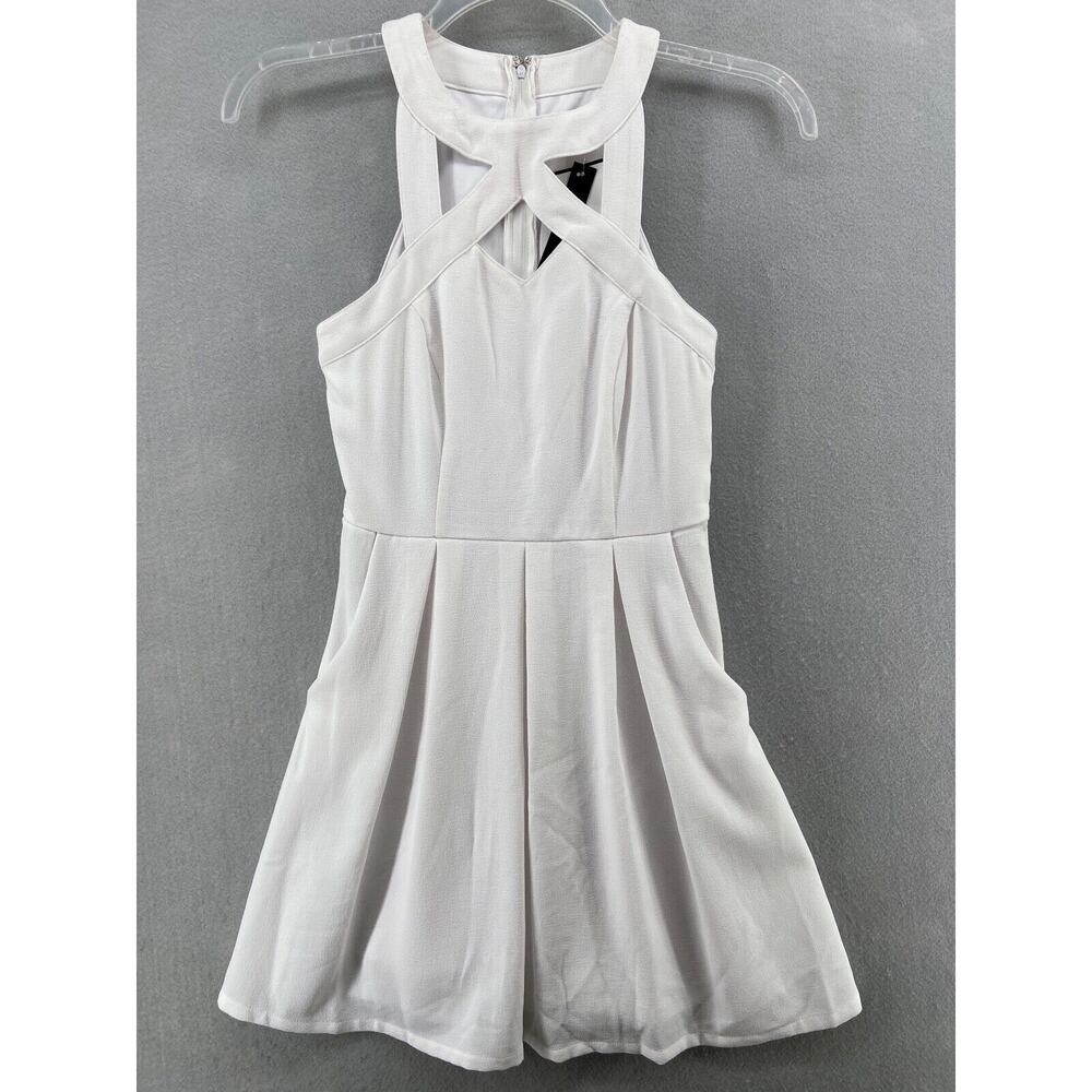 Speechless Dress Junior Small White Skater Fit Flare‎ Polyester Spandex Cut Outs